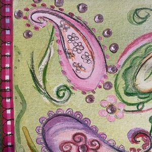 Adorable 12” x 12” Paisley Canvas Wall Hanging with Rhinestone Embellishments